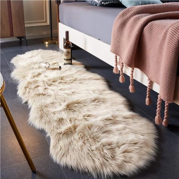 Ultra Soft Fluffy/Fuzzy Shaggy Area Rug Faux Fur Chair Cover SeatPad for Bedroom - Picture 1 of 6